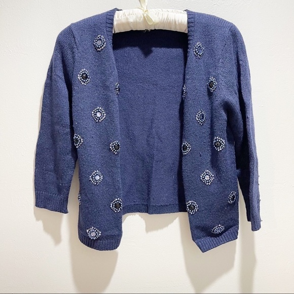 COLDWATER CREEK Jeweled Cardigan Cashmere Blend - Picture 1 of 6